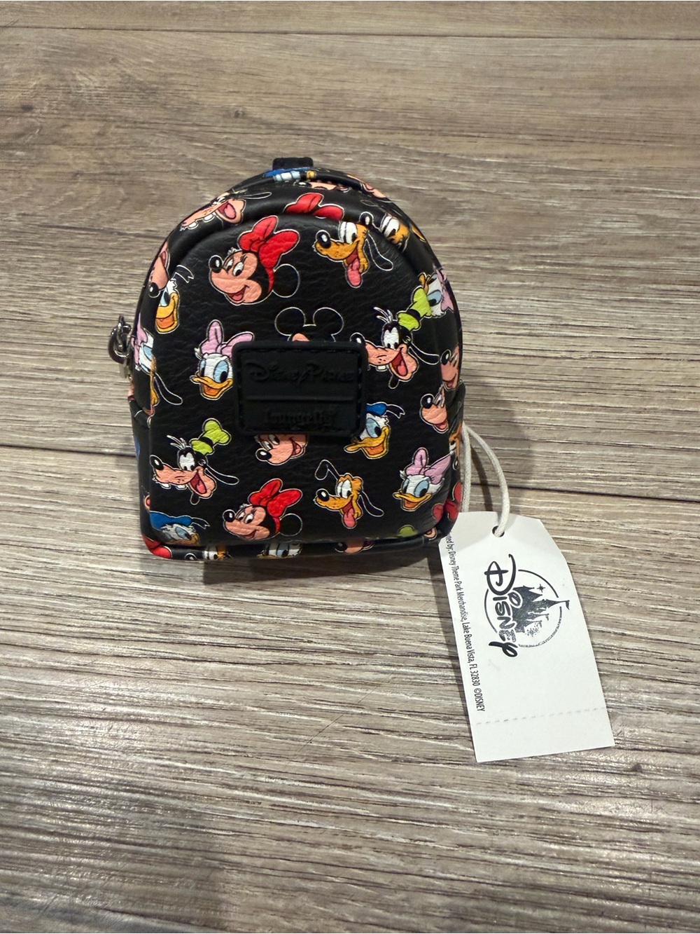 Loungefly Black Mini Backpack Coin Purse with Colorful Disney Faces